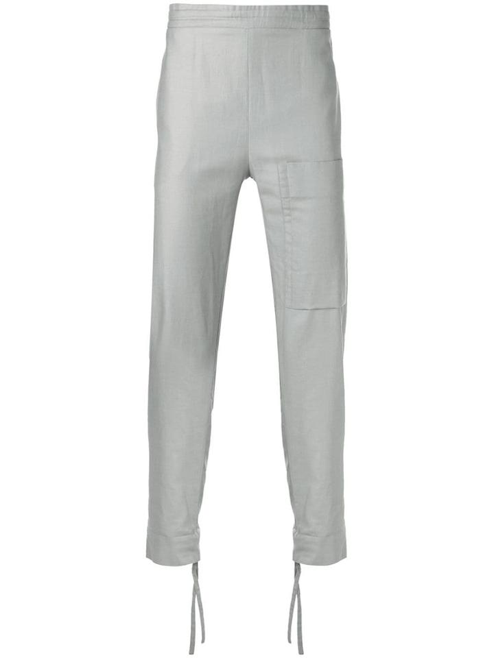 Phoebe English Ankle Tie Cropped Trousers - Grey