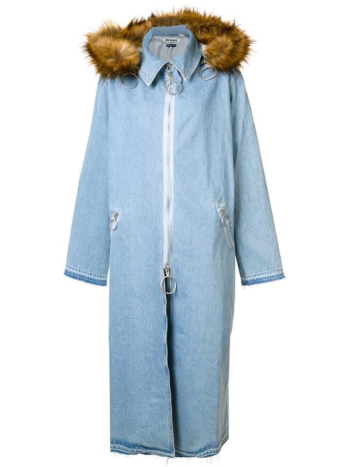 Off-white Levi's Staff Coat, Women's, Size: Small, Blue, Cotton/polyester/acrylic