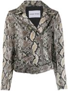 Stand Studio Snake Effect Biker Jacket - Neutrals