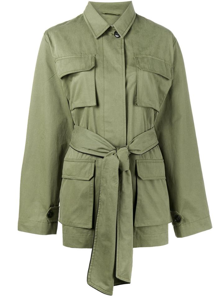 Ganni Fabre Belted Jacket - Green