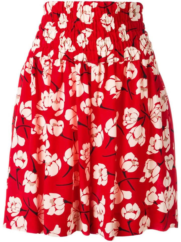Rochas Floral Print Shorts, Women's, Size: 42, Red, Silk
