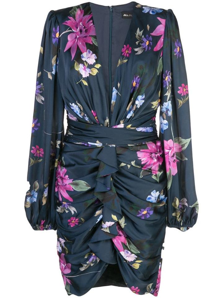 Jill Jill Stuart Ruched Floral Print Dress - Blue