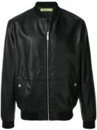 Versace Jeans Leather Bomber Jacket - Black