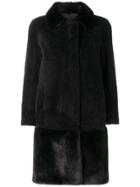 Blancha Single Breasted Fur Coat - Black