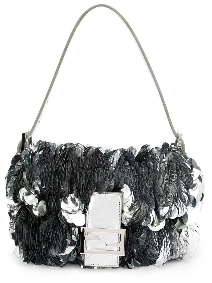 Fendi Paillette 'baguette' Shoulder Bag - Grey