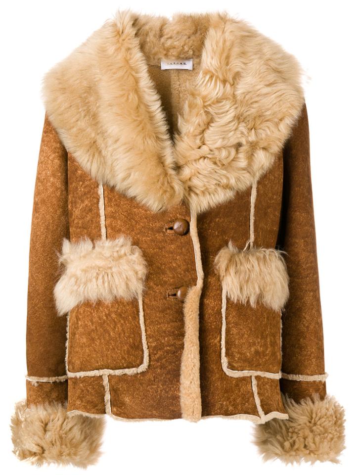 P.a.r.o.s.h. Shearling Trim Jacket - Brown