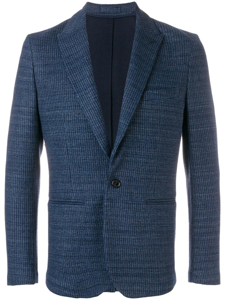 Paolo Pecora Woven Single Breasted Blazer - Blue