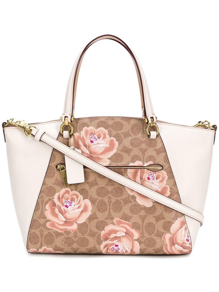 Coach Rose Print Prairie Satchel Bag - White