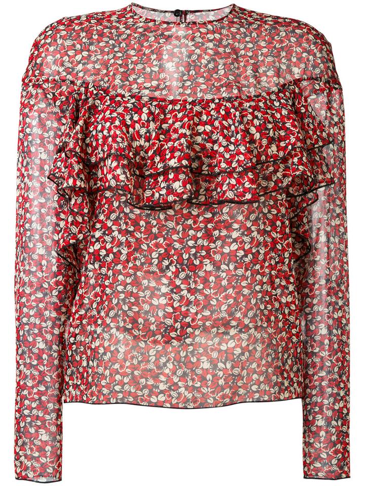 Philosophy Di Lorenzo Serafini - Floral Print Semi-sheer Blouse - Women - Silk - 44, Red, Silk