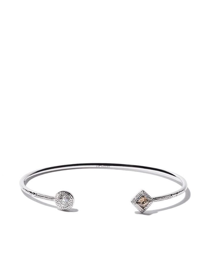 De Beers 18kt White Gold Talisman Diamond Open Bangle