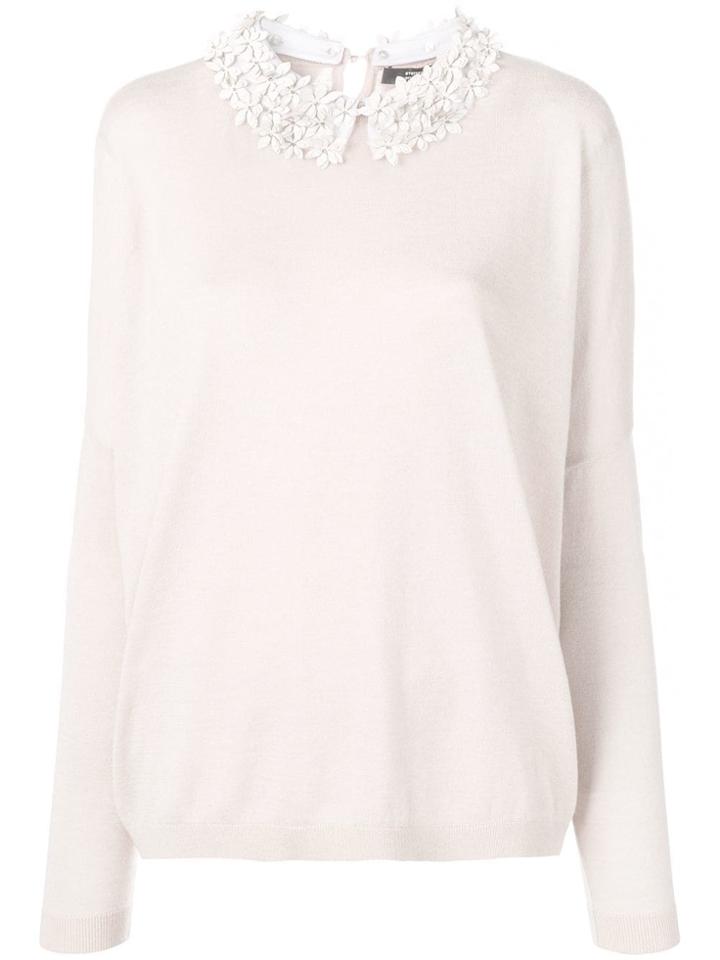 Steffen Schraut Floral Appliqué Collar Sweater - Neutrals