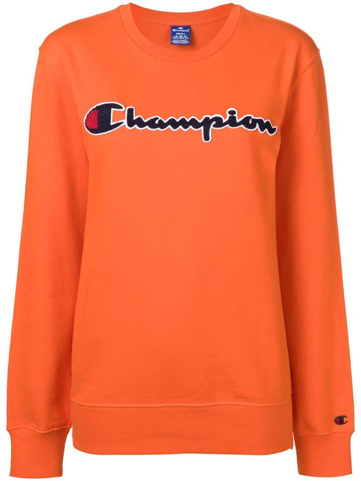 Champion Crew Neck Logo Sweatshirt - Orange
