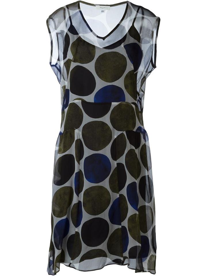 Paul By Paul Smith Dot Print Dress, Women's, Size: 42, Black, Acetate/polyester/silk