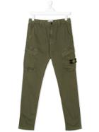 Stone Island Junior Teen Logo Patch Trousers - Green