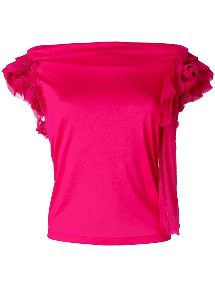 Givenchy Frill Trim Slash Neck Blouse - Pink