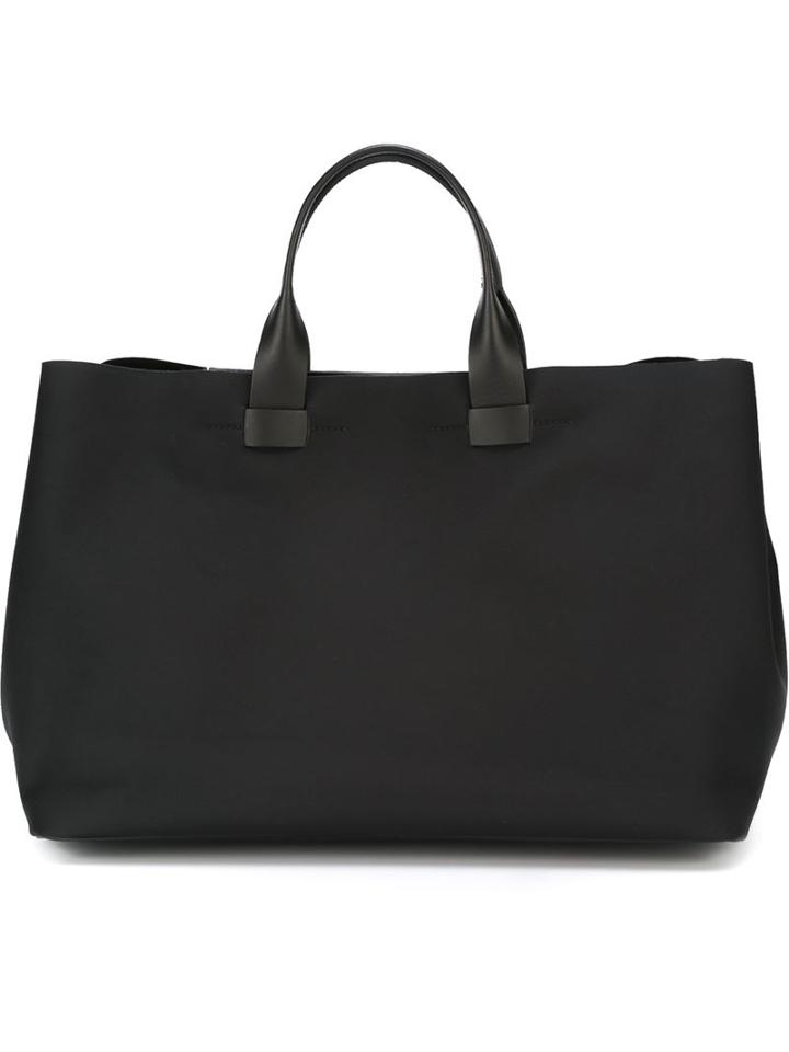 Troubadour Fabric & Leather Tote, Adult Unisex, Black, Nylon/leather