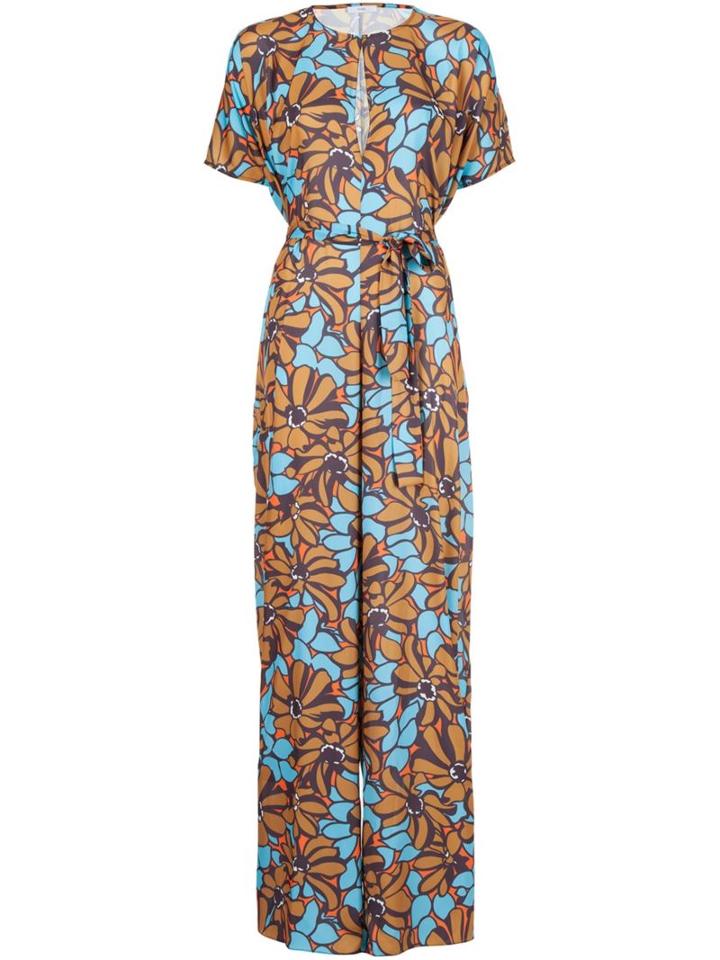 Tome Oversized Floral Print Jumpsuit, Women's, Size: S, Brown, Polyester