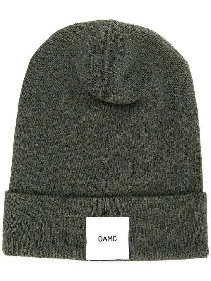 Oamc Brand Patch Knitted Beanie - Grey