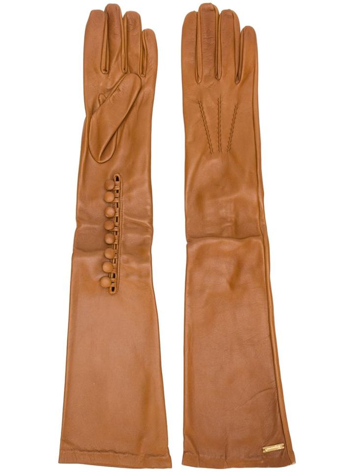 Dsquared2 Calf Leather Long Gloves - Brown