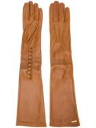Dsquared2 Calf Leather Long Gloves - Brown