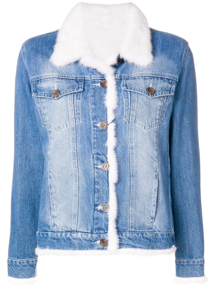 Simonetta Ravizza Fur Lined Denim Jacket - Blue