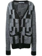 Anrealage 'oversize Noise' Cardigan, Men's, Grey, Acrylic/nylon/polyester/alpaca