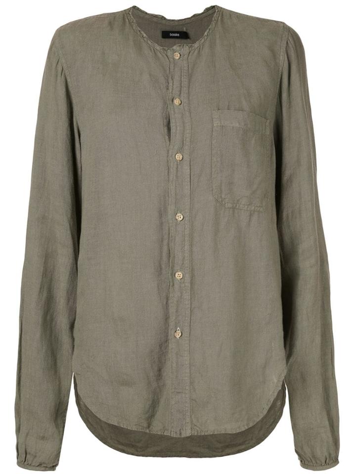 Bassike Collarless Shirt - Green