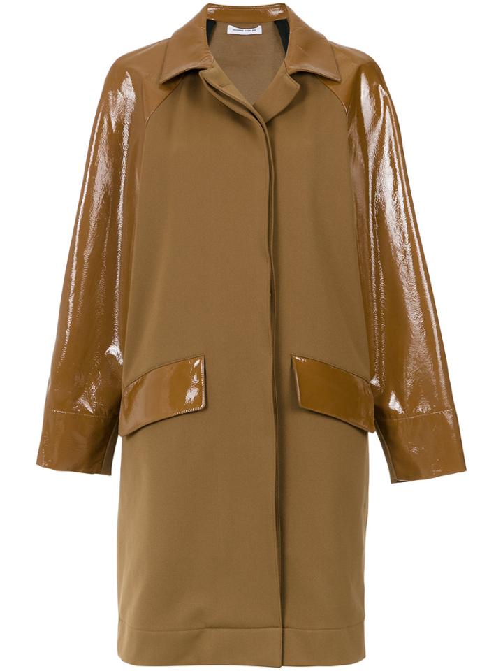 Gloria Coelho Leather Panels Cape Coat - Brown