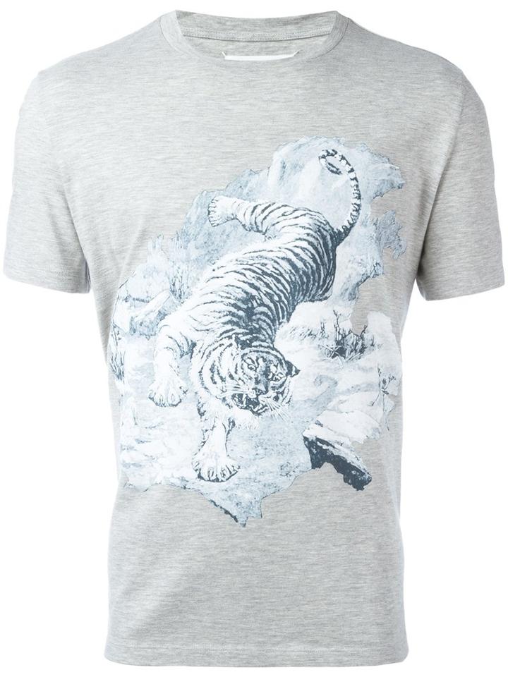 Maison Margiela Tiger Print T-shirt, Men's, Size: 50, Grey, Cotton