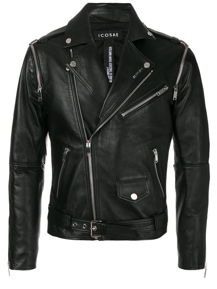 Icosae Zipped Sleeve Biker Jacket - Black