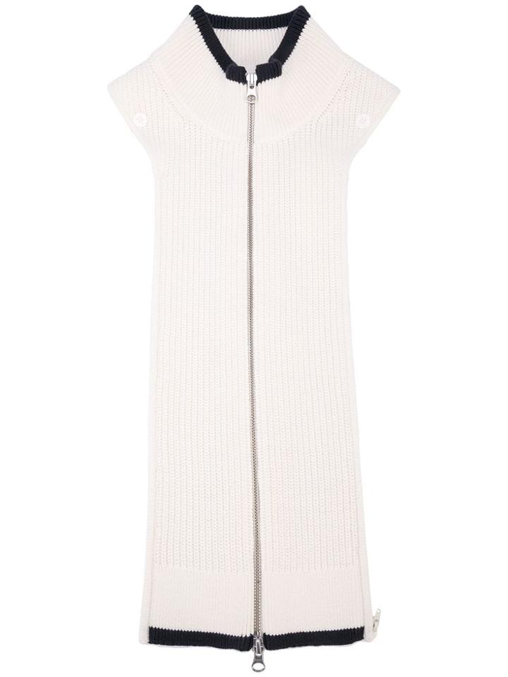 Veronica Beard Zip-down Knitted Top - White