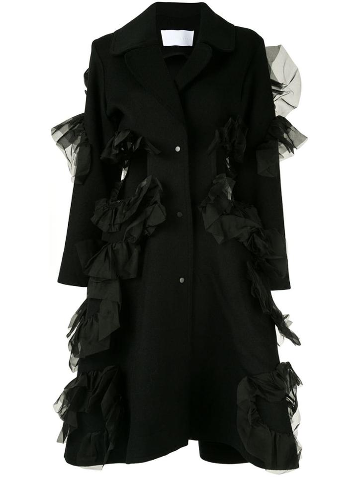 Roberts Wood Cut-out Ruffle Coat - Black