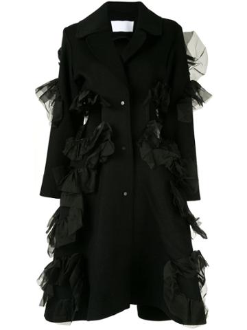 Roberts Wood Cut-out Ruffle Coat - Black