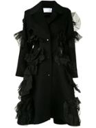 Roberts Wood Cut-out Ruffle Coat - Black
