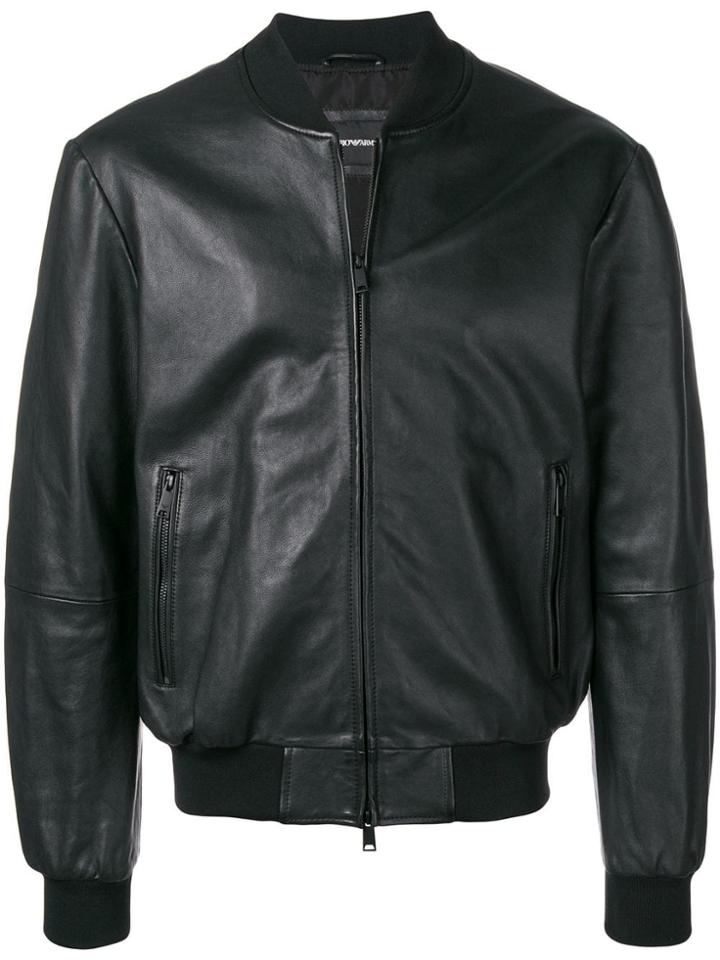 Emporio Armani Long Sleeved Bomber Jacket - Black