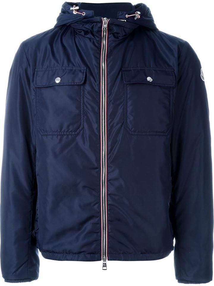 Moncler Hooded Padded Jacket, Men's, Size: 5, Blue, Polyamide/feather Down