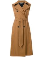 Mantu Sleeveless Belted Trench - Brown
