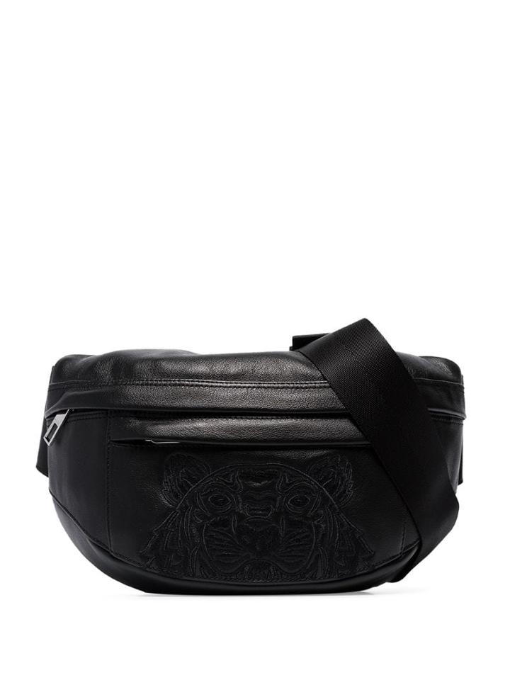 Kenzo Tiger Logo Embroidered Messenger Bag - Black