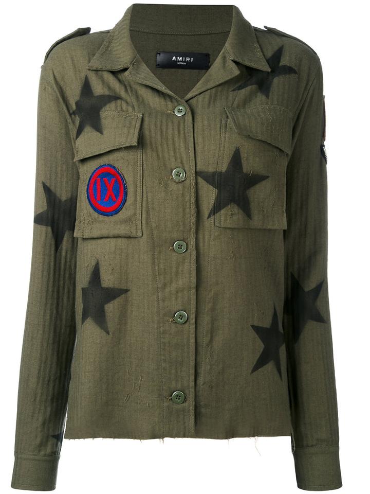 Amiri - Star-print Shirt - Women - Cotton/cashmere - S, Green, Cotton/cashmere