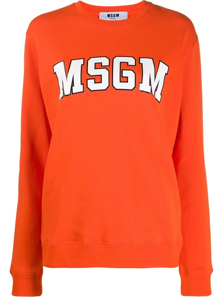 Msgm College Logo Print Sweater - Orange