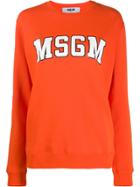Msgm College Logo Print Sweater - Orange