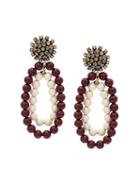 Marni Beaded Strass Clip-on Earrings, Women's, Red