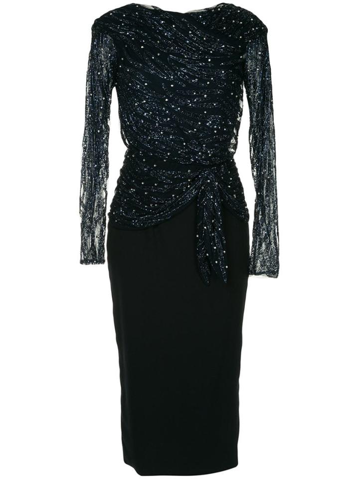 Rachel Gilbert Bead Embroidered Midi Dress - Blue