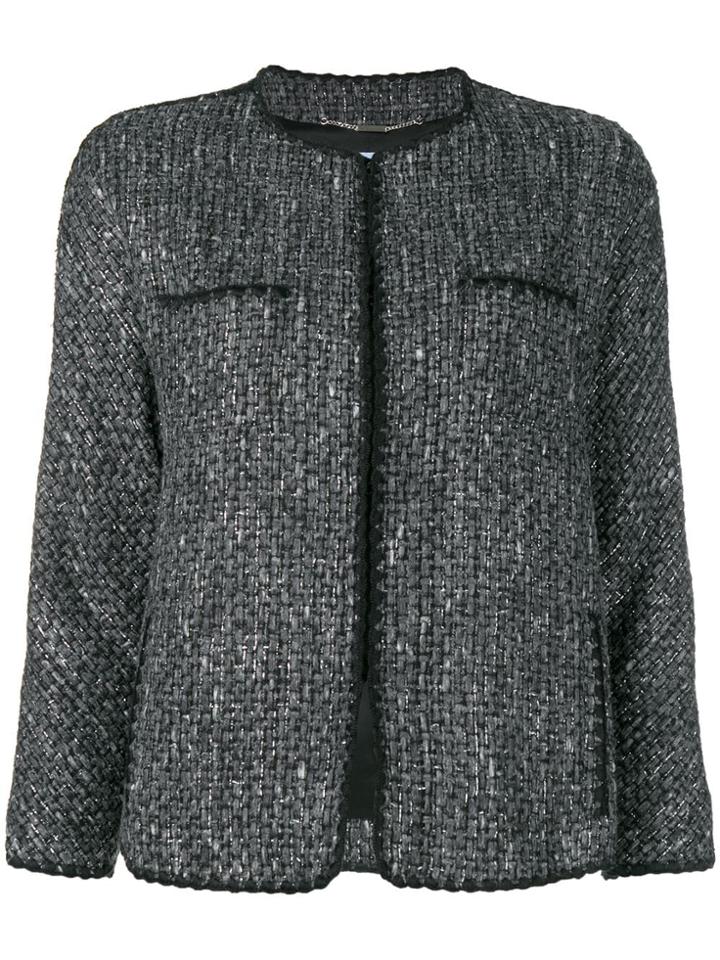 Blumarine Faux Fur Cuff Bouclé Jacket - Grey