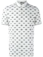 Dolce & Gabbana Crown Print Polo Shirt, Men's, Size: 52, White, Cotton