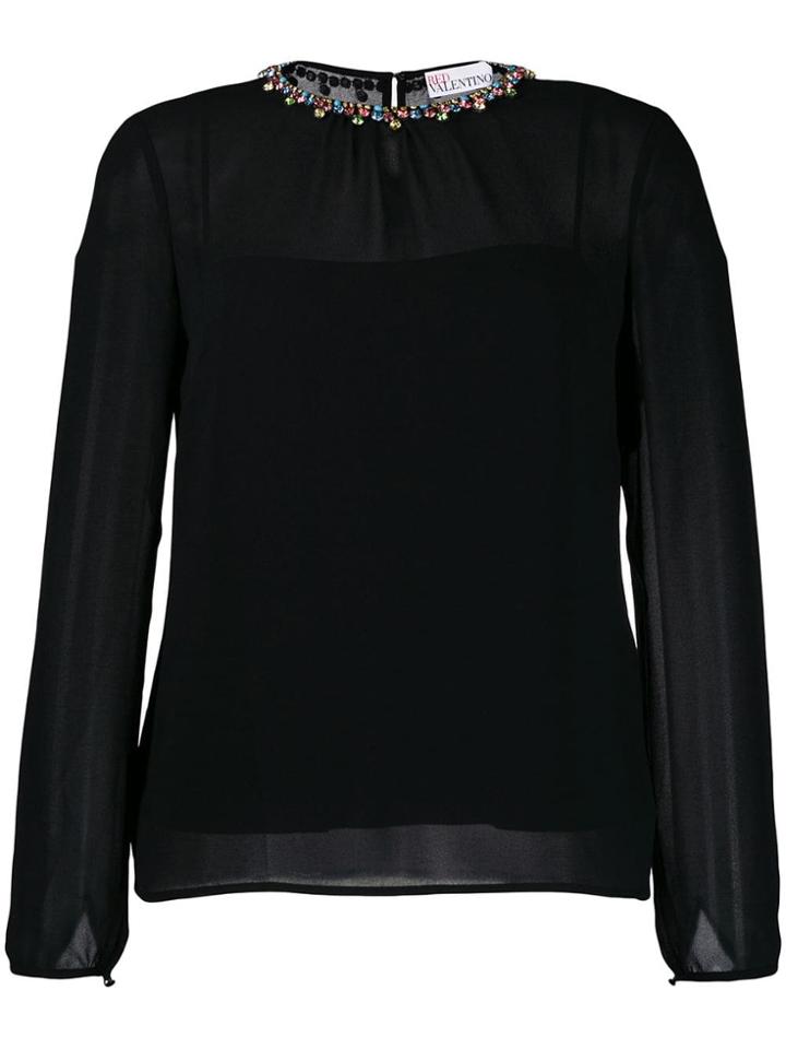 Red Valentino Crystal Collar Blouse - Black
