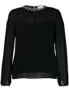 Red Valentino Crystal Collar Blouse - Black