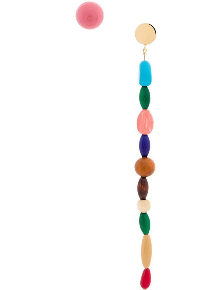 Jacquemus Asymmetric Beaded Earrings - Pink & Purple