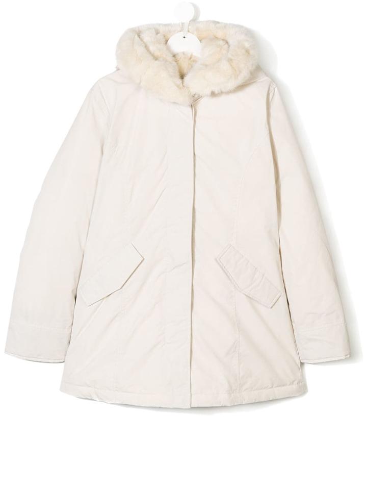 Woolrich Kids Teen Hooded Parka Coat - White