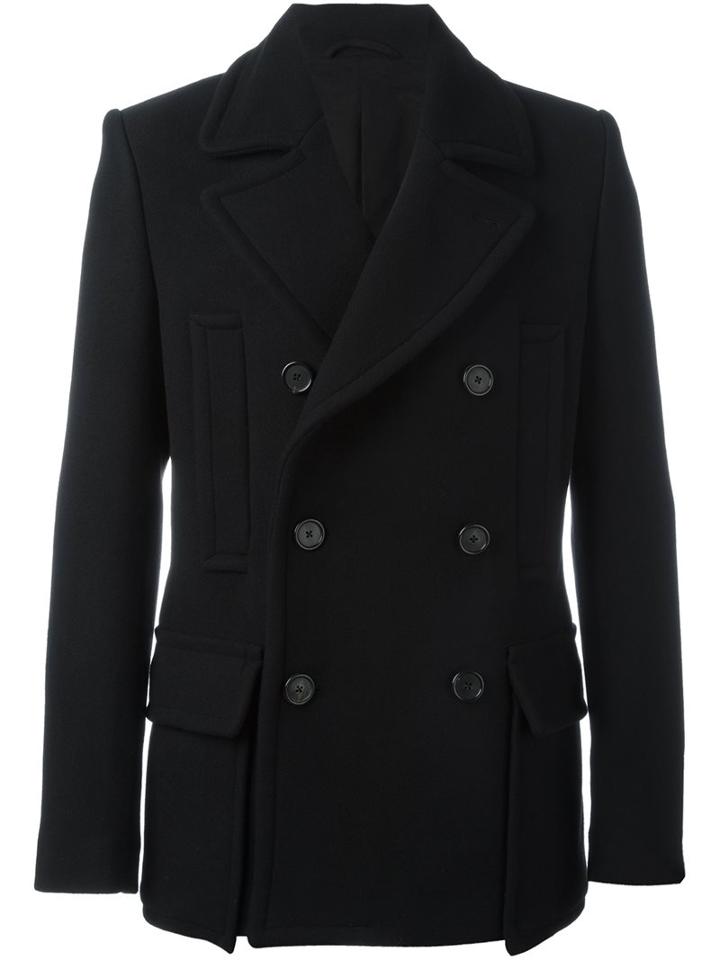 Ann Demeulemeester Grise Short Peacoat, Men's, Size: Medium, Black, Cotton/nylon/acetate/wool